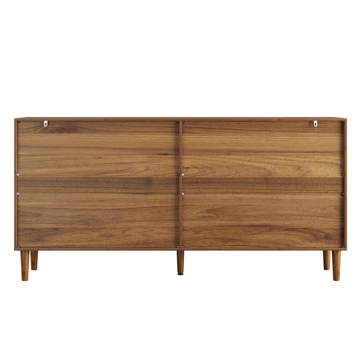 62.6-Inch Walnut Sideboard with Storage, 4-Door Credenza Featuring Vertical Grooved Detailing, Multifunctional Accent Cabinet Suitable for Dining Room, Living Room, Entryway, and Kitchen