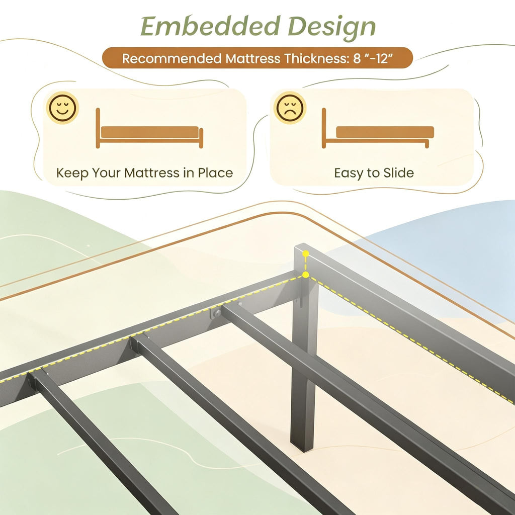 Full Size Bed Frame with LED Lights And Charging Station - Headbord Included