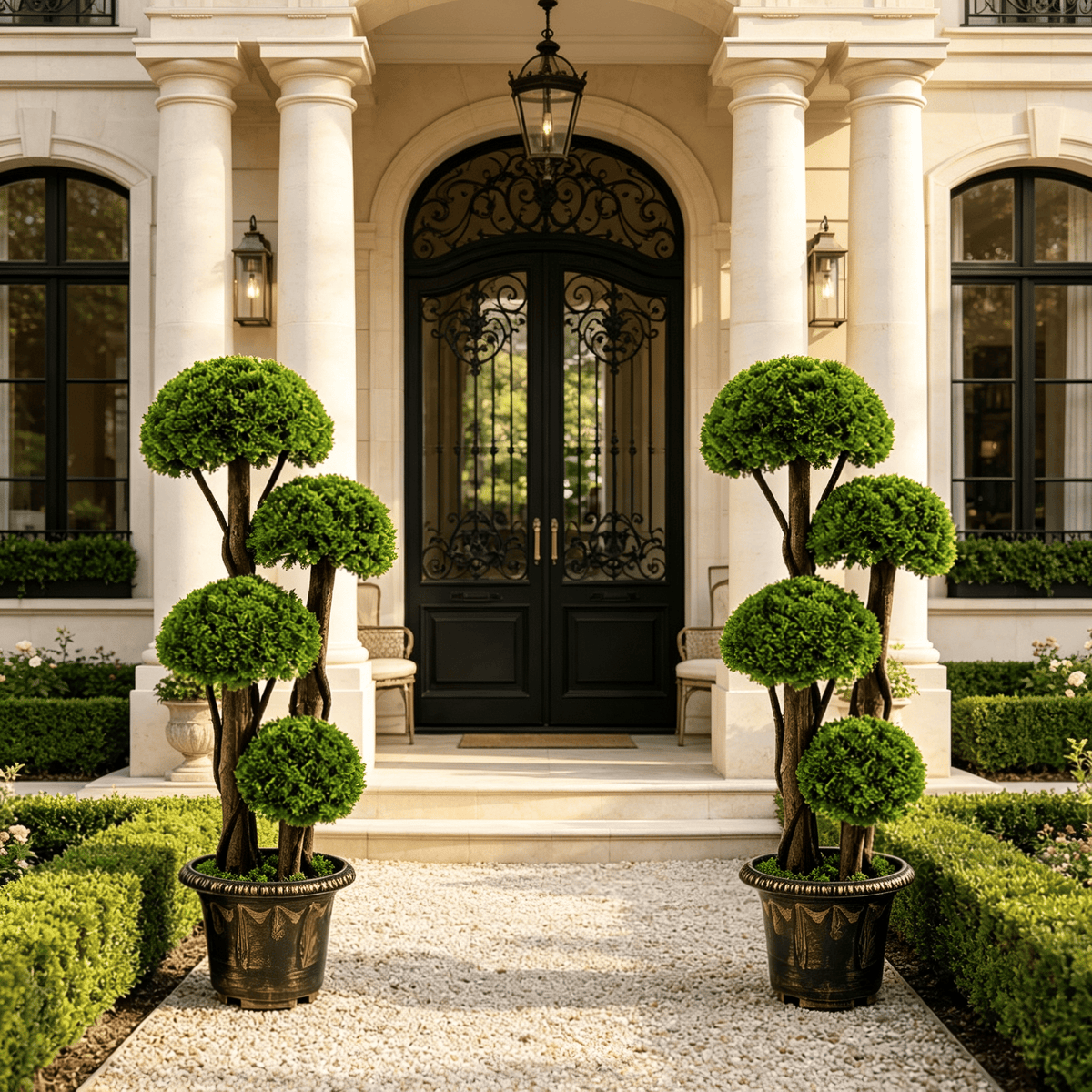 Set of 2 3FT Artificial Cypress Topiary Trees Realistic Greenery with Spiral Vines for Home Decor