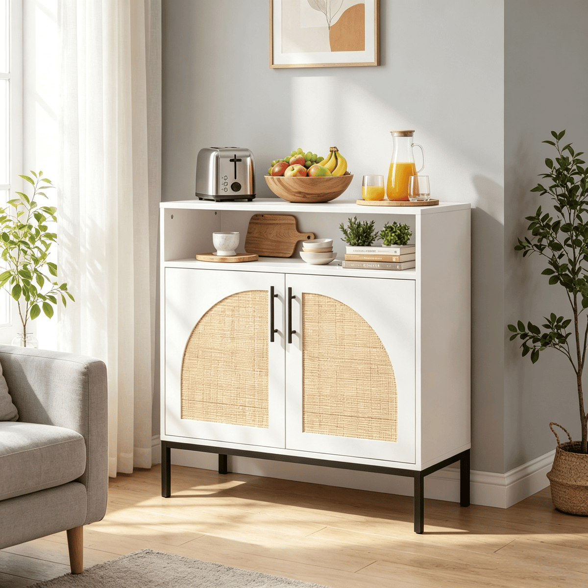 32 Inch Sideboard Buffet Cabinet with Adjustable Shelf  for Dining Room