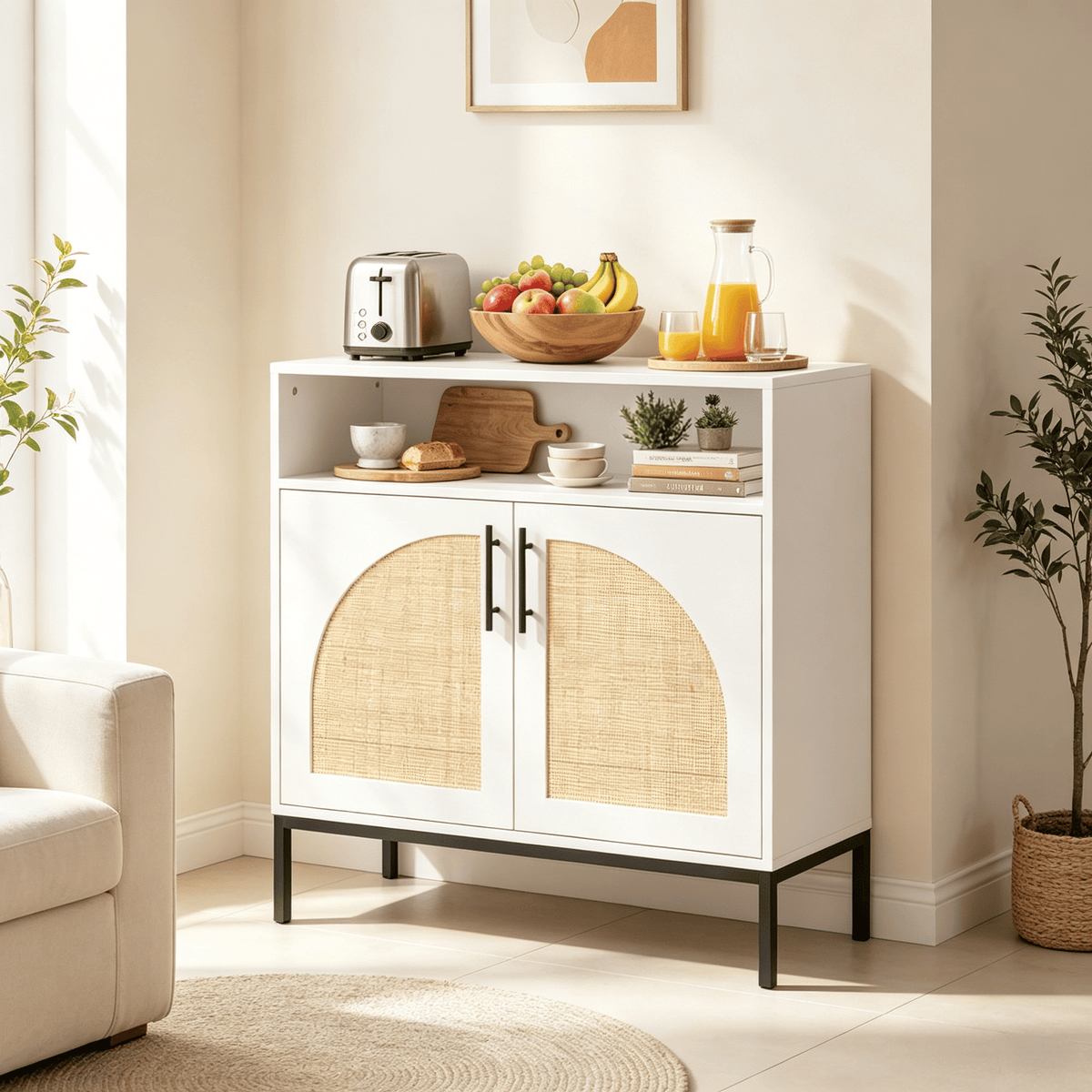 32 Inch Sideboard Buffet Cabinet with Adjustable Shelf  for Dining Room