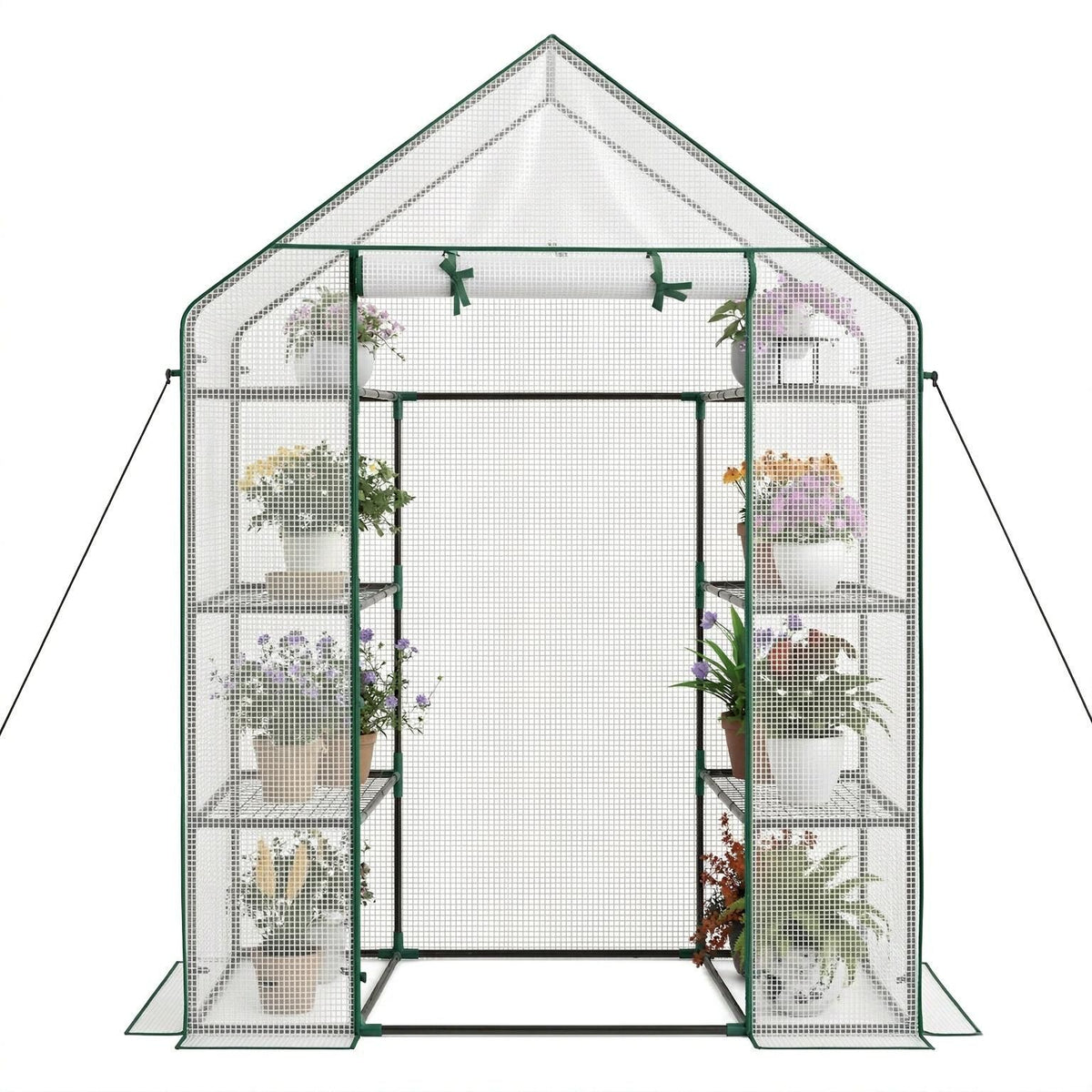 Portable Walk-In Greenhouse 3 Tiers 6 Shelves Gardening Storage Organizer for Outdoor Plant Care