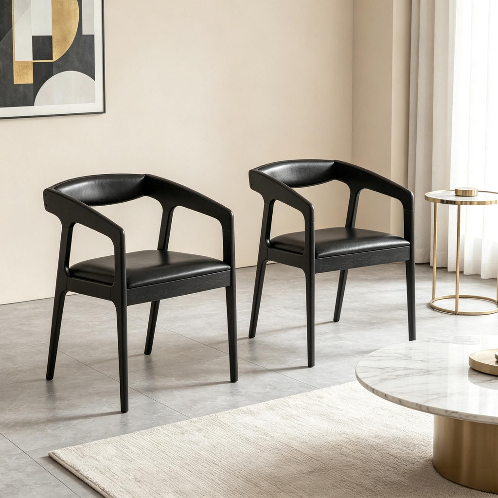 Set of 2 Upholstered Armchairs with Cozy Backrest And Padded Seat Cushion for Comfortable Seating