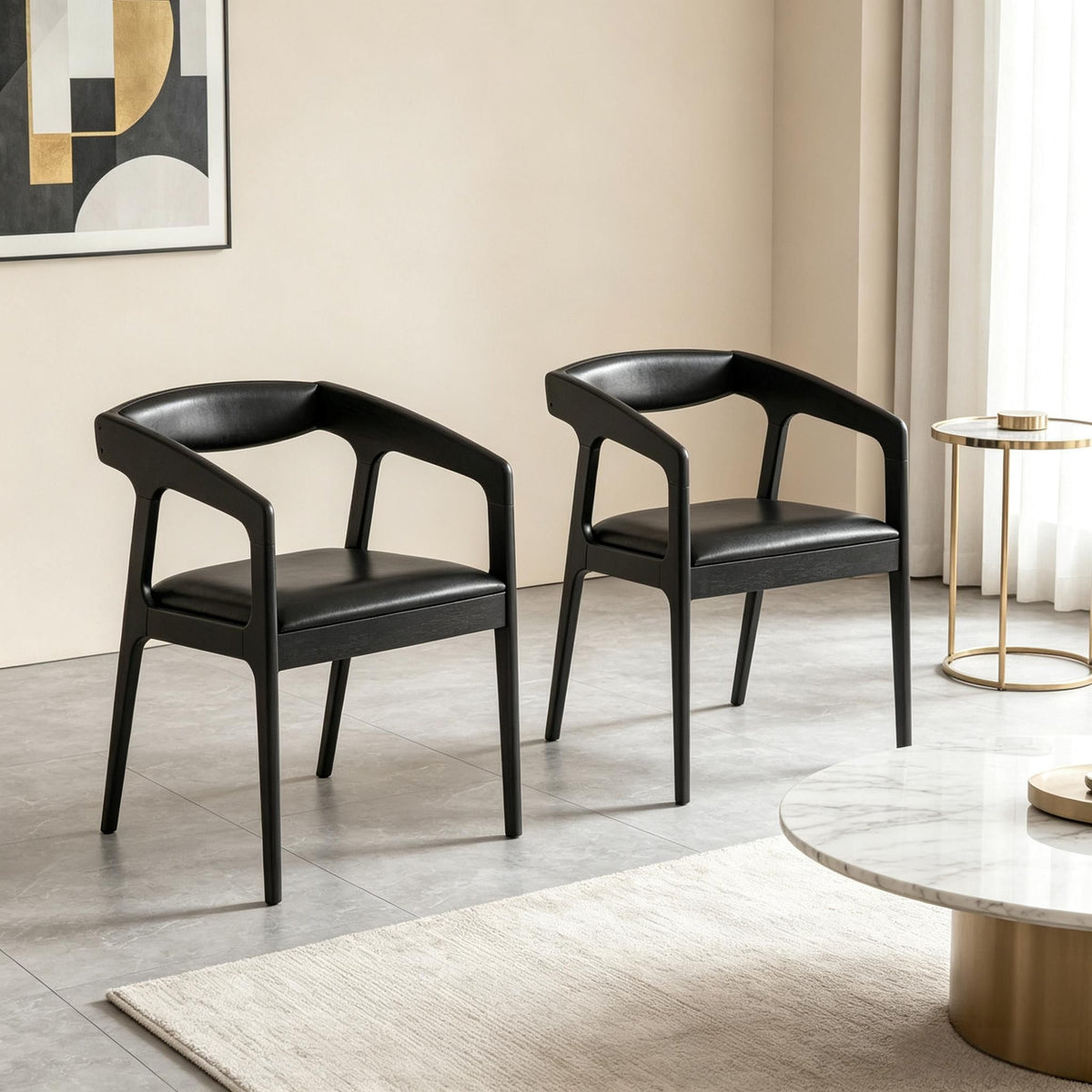 Set of 2 Upholstered Armchairs with Cozy Backrest And Padded Seat Cushion for Comfortable Seating