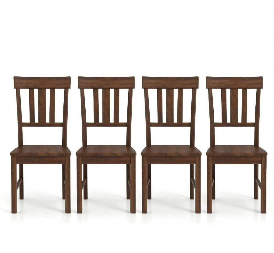 Set of 4 Rubber Wood Dining Chairs with High Slat Backrests for Kitchen Or Dining Room Furniture