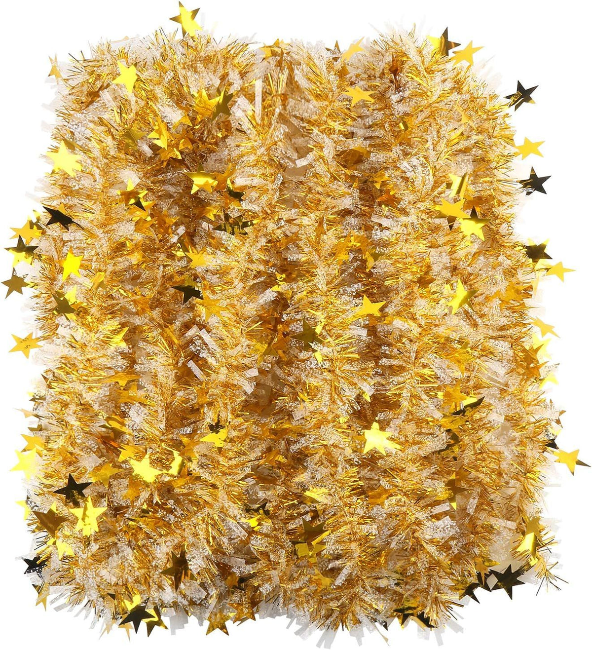 33FT Christmas Tinsel Garland,Metallic Twist Garland in Gold and White for Christmas Tree Party Dcoration Supply