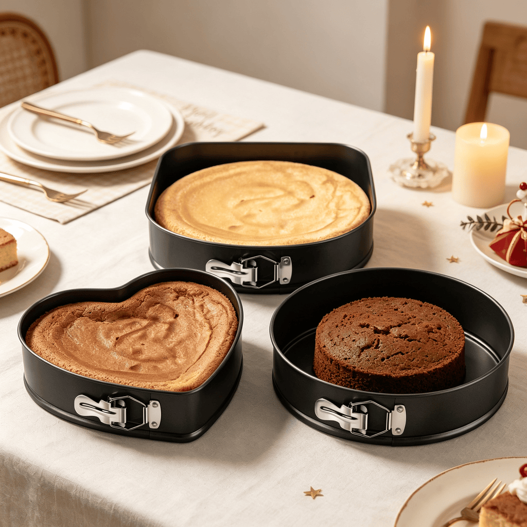 Springform Cheesecake Pans 3 Pack, Heart, Round & Square Shapes, 9 10 11 Inch BPA Free Nonstick Cake Molds for Home Baking