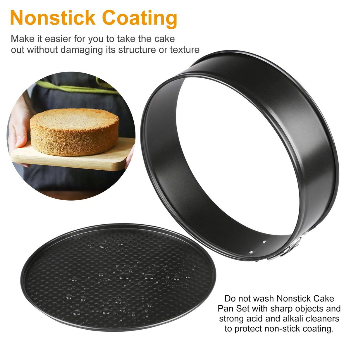 Springform Cheesecake Pans 3 Pack, Heart, Round & Square Shapes, 9 10 11 Inch BPA Free Nonstick Cake Molds for Home Baking