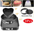 Springform Cheesecake Pans 3 Pack, Heart, Round & Square Shapes, 9 10 11 Inch BPA Free Nonstick Cake Molds for Home Baking