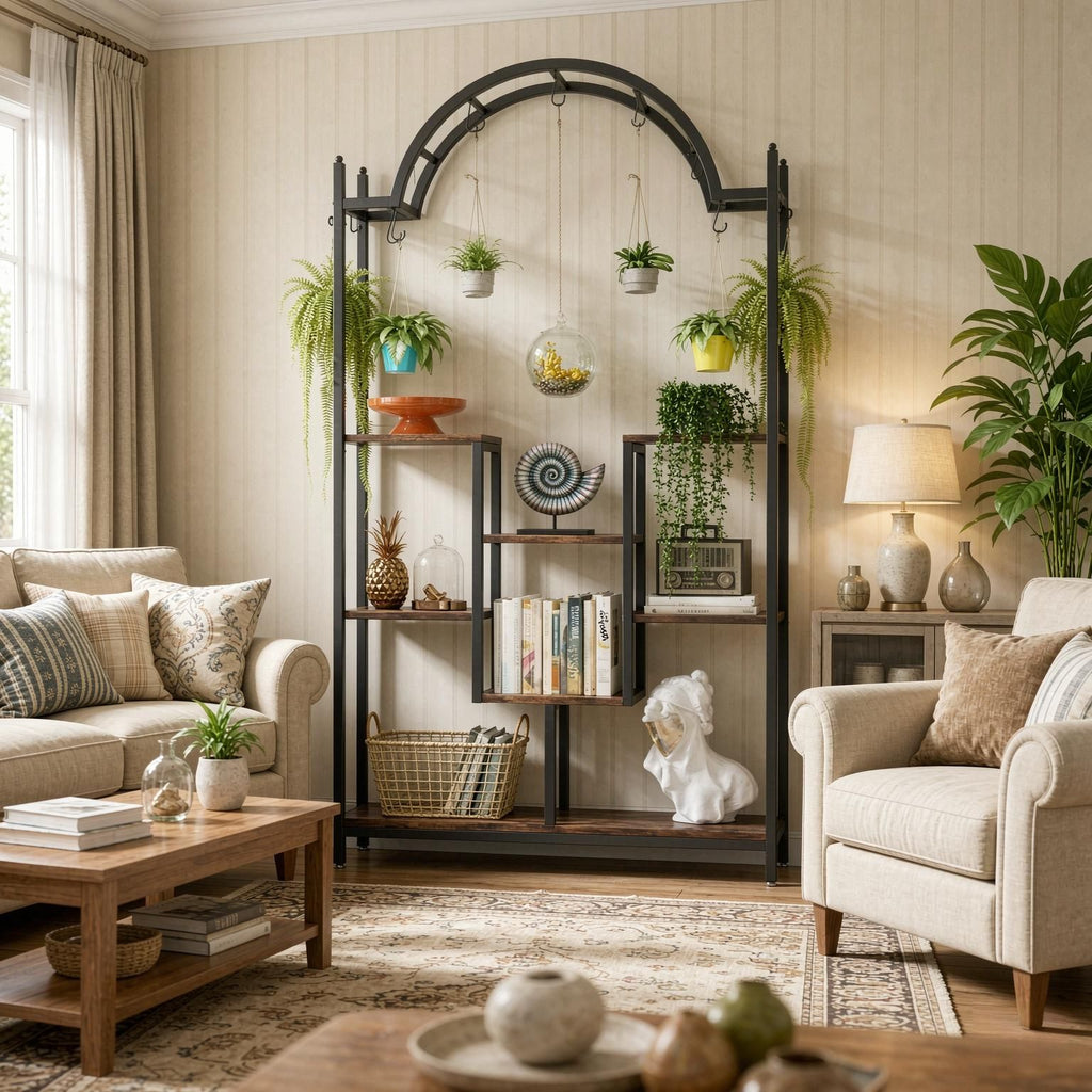 Arched Plant Stand 74.8 Inch Flower Stands with Hanging Hooks for Indoor Outdoor Garden Decorative Metal Plant Support Frame