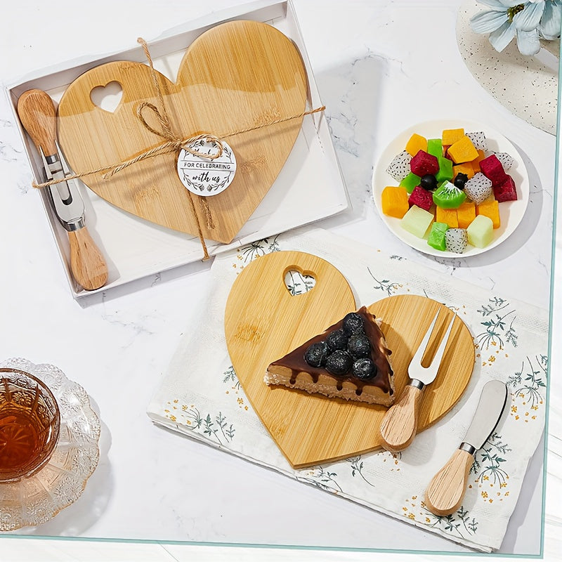 6Set Bridal Shower Favor Heart Cheese Board Cheese Knives Wood Mini Charcuterie Board Thank You Gift Box For Guest Bridal Prize Wedding Birthday Valentines And Christmas(Acacia & )
