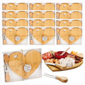6Set Bridal Shower Favor Heart Cheese Board Cheese Knives Wood Mini Charcuterie Board Thank You Gift Box For Guest Bridal Prize Wedding Birthday Valentines And Christmas(Acacia & )