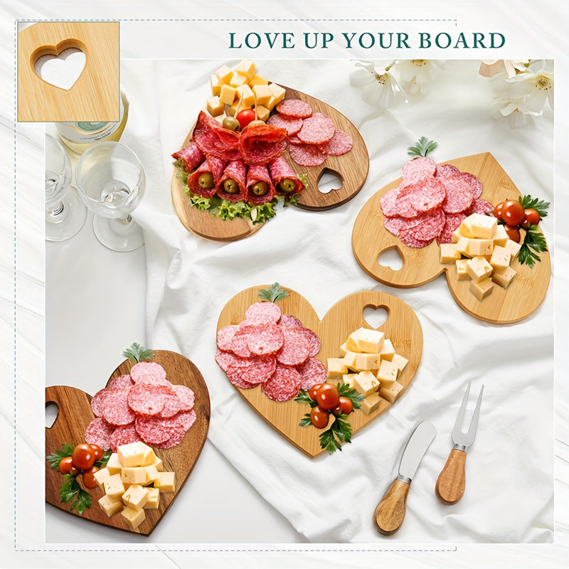 6Set Bridal Shower Favor Heart Cheese Board Cheese Knives Wood Mini Charcuterie Board Thank You Gift Box For Guest Bridal Prize Wedding Birthday Valentines And Christmas(Acacia & )