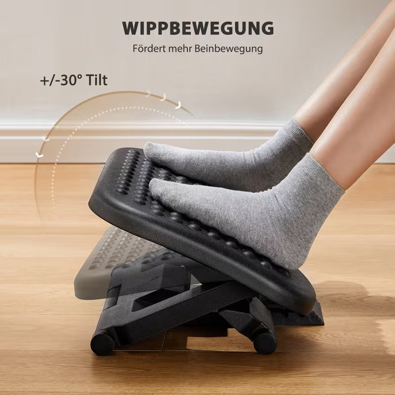 Adjustable Foot Rest for Under Desk, 3 Height Settings with 30° Tilt and Massage Rollers, Ergonomic Office Foot Stool for Home, Office and Workstation