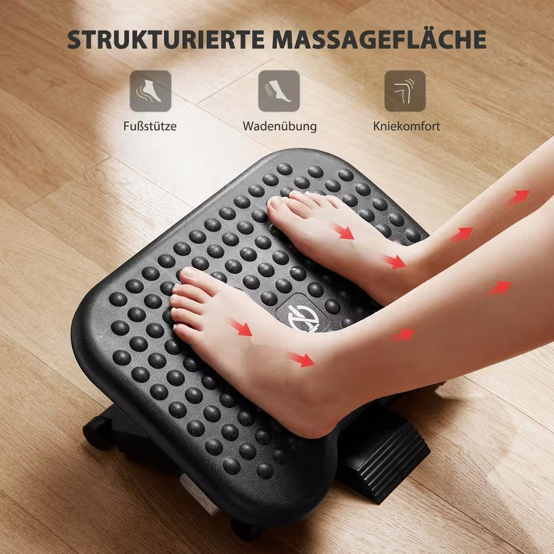 Adjustable Foot Rest for Under Desk, 3 Height Settings with 30° Tilt and Massage Rollers, Ergonomic Office Foot Stool for Home, Office and Workstation