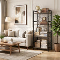 Narrow Freestanding 4-Tier Bookshelf Metal Frame Display Shelf for Home Office Organization Storage