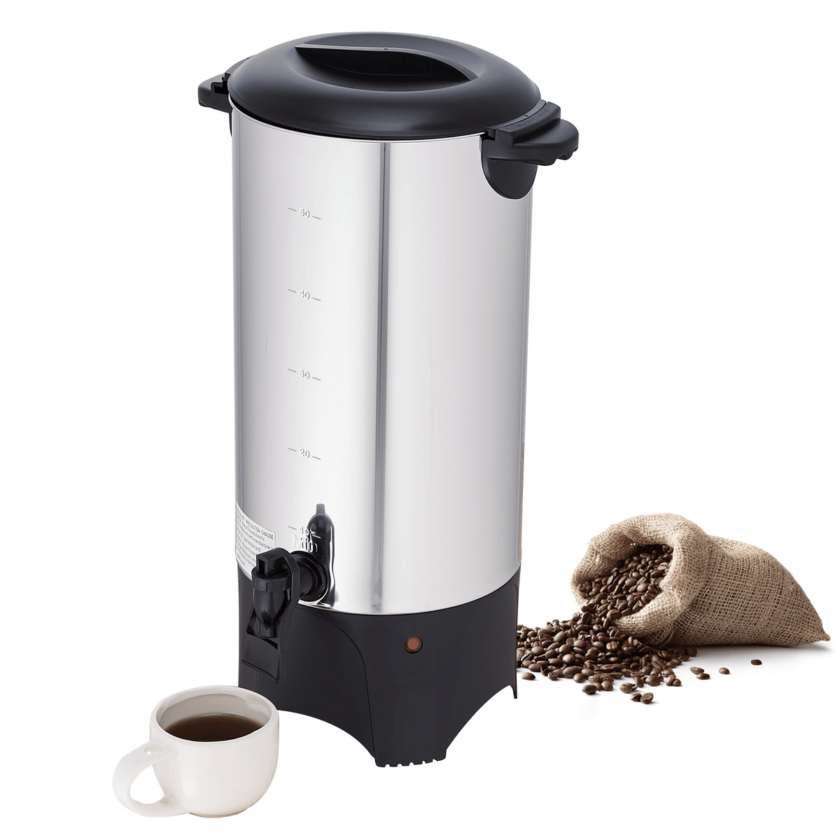 Commercial Coffee Urn (50-cup capacity), Stainless Steel Coffee Dispenser – Fast-Brew Function; drip coffee maker; stainless steel drip coffee maker; suitable for restaurants, offices, coffee shops