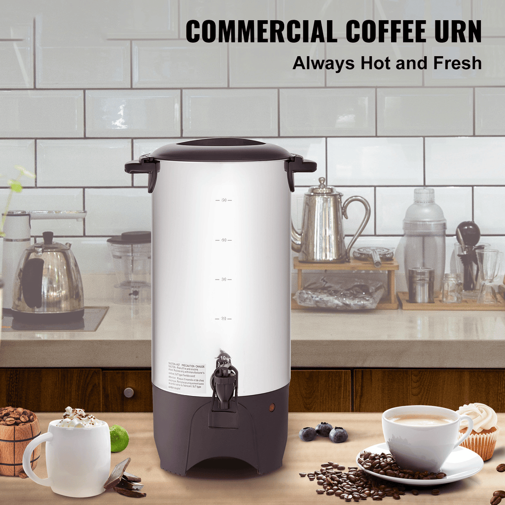 Commercial Coffee Urn (50-cup capacity), Stainless Steel Coffee Dispenser – Fast-Brew Function; drip coffee maker; stainless steel drip coffee maker; suitable for restaurants, offices, coffee shops