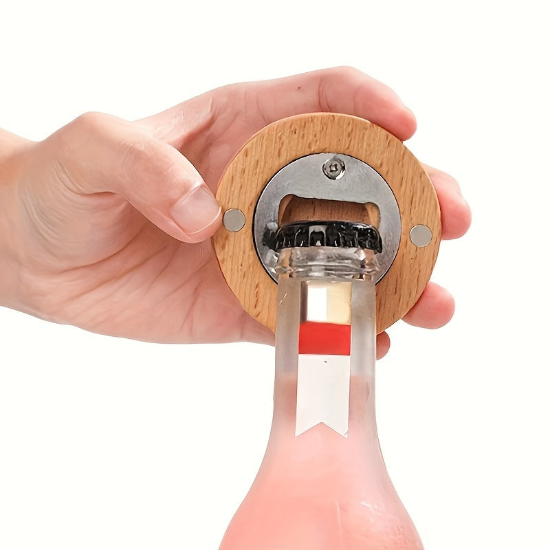 20pcs Round Bamboo Bottle Opener, Refrigerator DIY Magnetic Bamboo Blank Bottle Opener, Fridge Magnet Wedding Favors For Guests, Beer Opener For Home Kitchen Gadgets