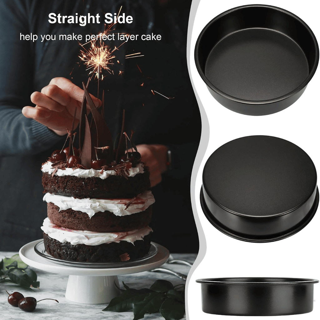 8-inch cake mold set (3 pieces), non-stick baking mold set, includes 90 sheets of pre-cut baking paper, suitable for multi-layer cakes and round cake molds, perfect for birthday and Christmas baking.