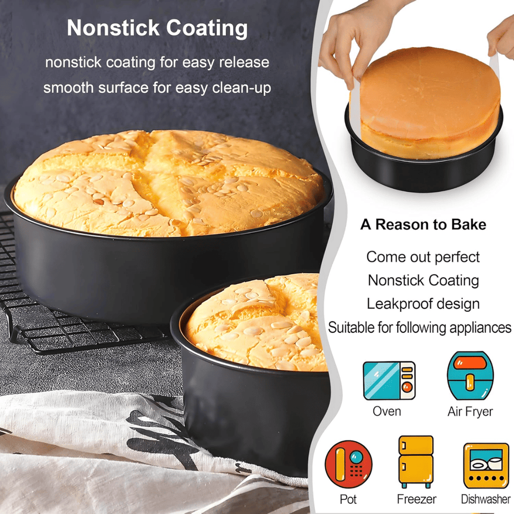 8-inch cake mold set (3 pieces), non-stick baking mold set, includes 90 sheets of pre-cut baking paper, suitable for multi-layer cakes and round cake molds, perfect for birthday and Christmas baking.