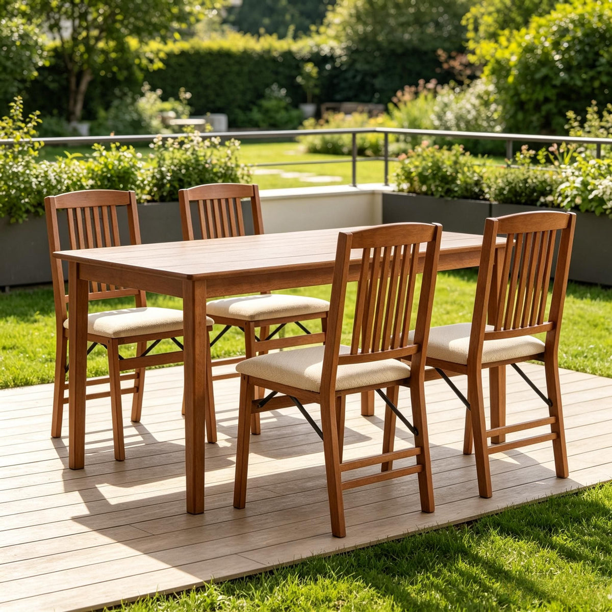 Set of 4 Foldable Upholstered Kitchen Chairs with Padded Seat Comfortable Dining Room Furniture