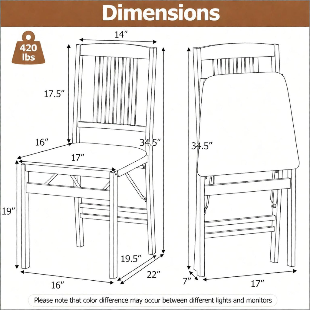 Set of 4 Foldable Upholstered Kitchen Chairs with Padded Seat Comfortable Dining Room Furniture