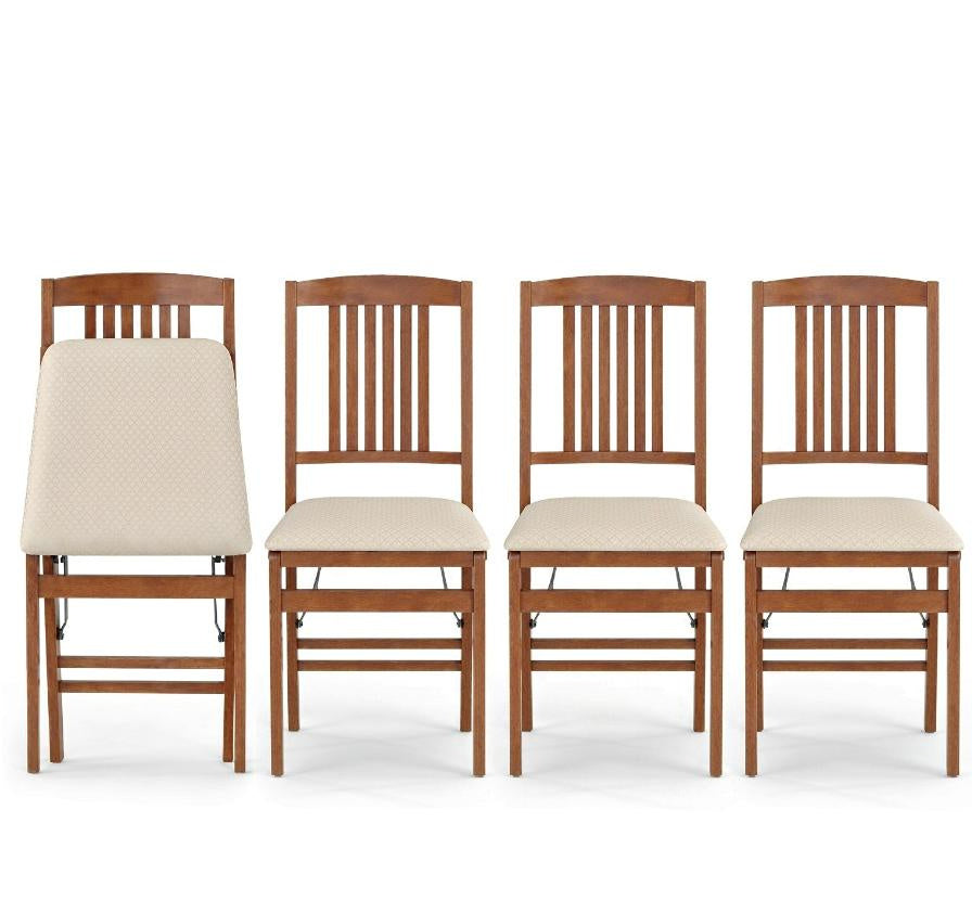 Set of 4 Foldable Upholstered Kitchen Chairs with Padded Seat Comfortable Dining Room Furniture