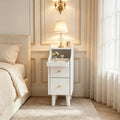 Wood Night Stand Set of 2 with Pull-out Tray And 2 Storage Drawers Bedroom Side Table