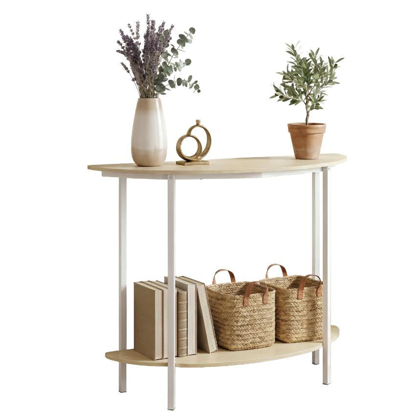 Half Moon Console Table 40 Inch 2-Tier Entryway Table with Storage Shelf for Hallway Living Room Bedroom