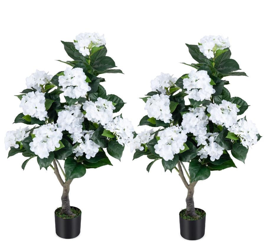 2 Pack 43.5 Inch Artificial Hydrangea Tree Silk Flowers for Home Decor