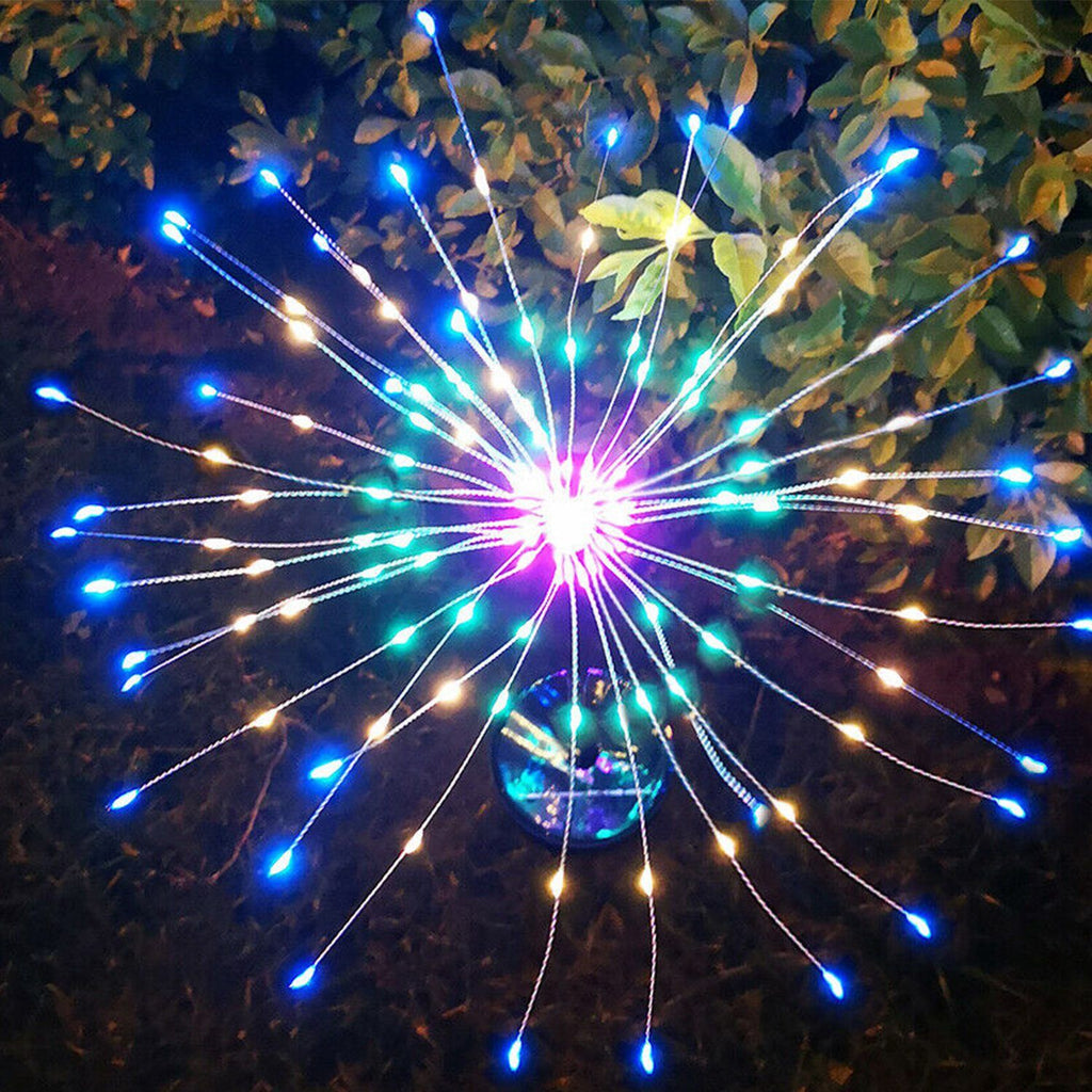 240 LEDs Solar Starburst Stake Lights, 2 Pack 120LED Each, 8 Light Modes Multicolor Copper Wire Solar Decorative Lights for Yard Lawn