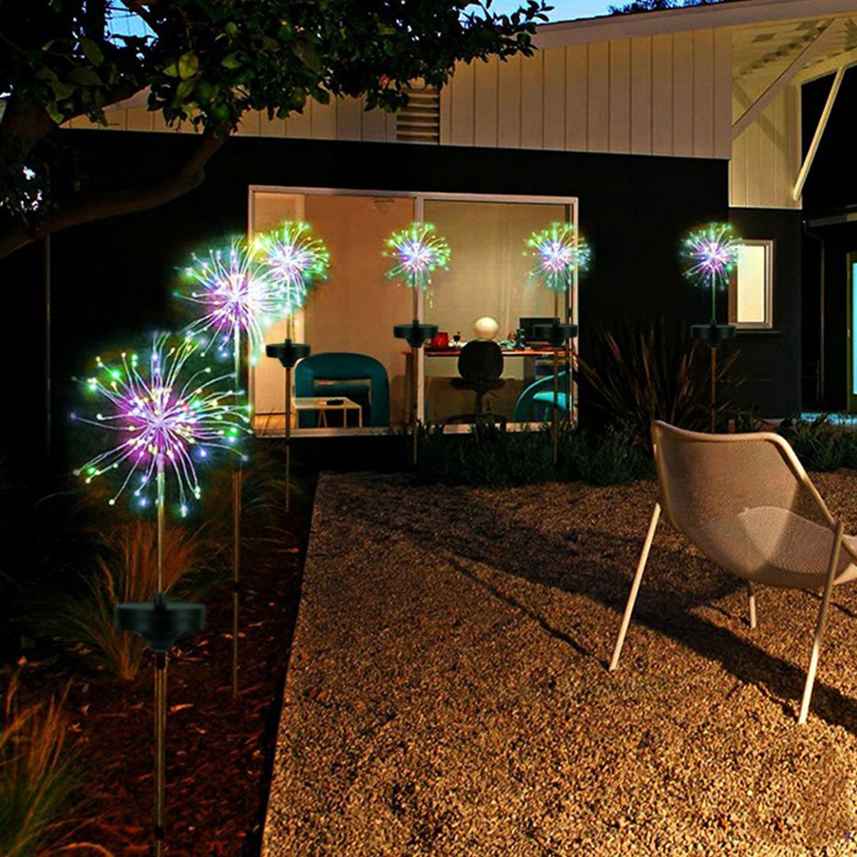 240 LEDs Solar Starburst Stake Lights, 2 Pack 120LED Each, 8 Light Modes Multicolor Copper Wire Solar Decorative Lights for Yard Lawn