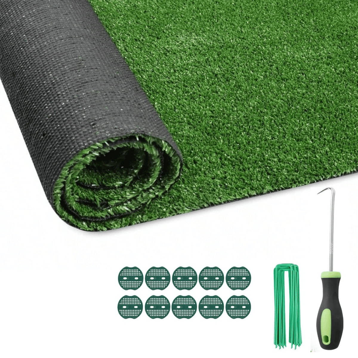 6FT*355FT Artificial Turf, Mat with Drainage Holes. Fake Grass with Rubber Backing, Ideal for Indoor/Outdoor Pet Areas, Garden, Lawn, Patio & Balcony Decor(Grass height 0.6 inches/1.5cm)