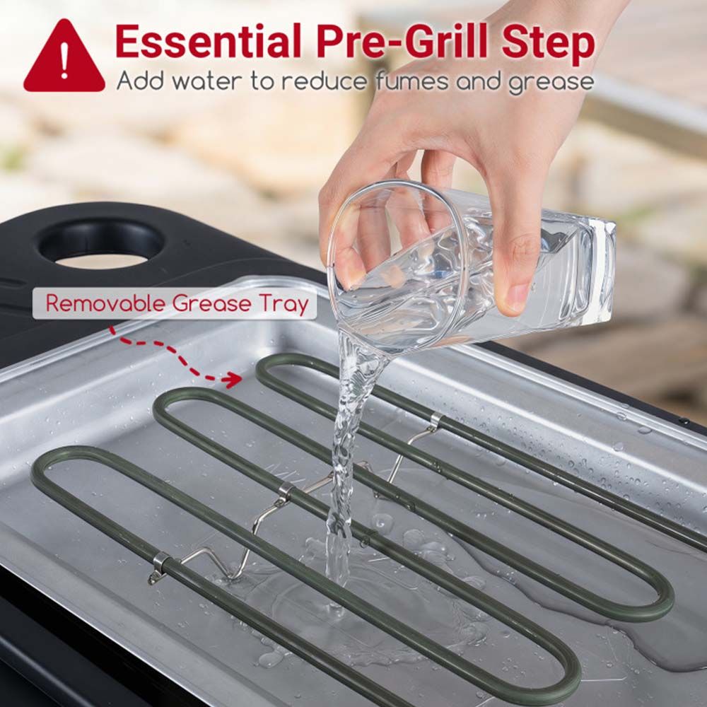 1500W 2-in-1 Electric Grill with Detachable Stand and Dual Plates for Balcony