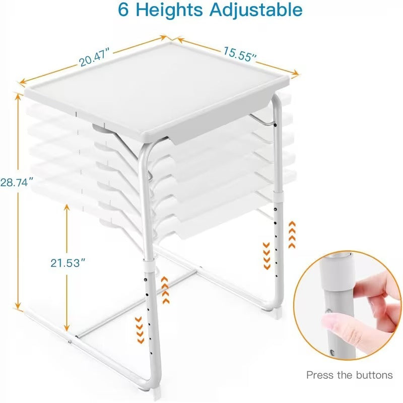 Adjustable Folding TV Tray Table, Portable Foldable Dinner Table with 6 Height Settings and 3 Tilt Angles, Multi Position Laptop and Eating Table for Living Room and Dining