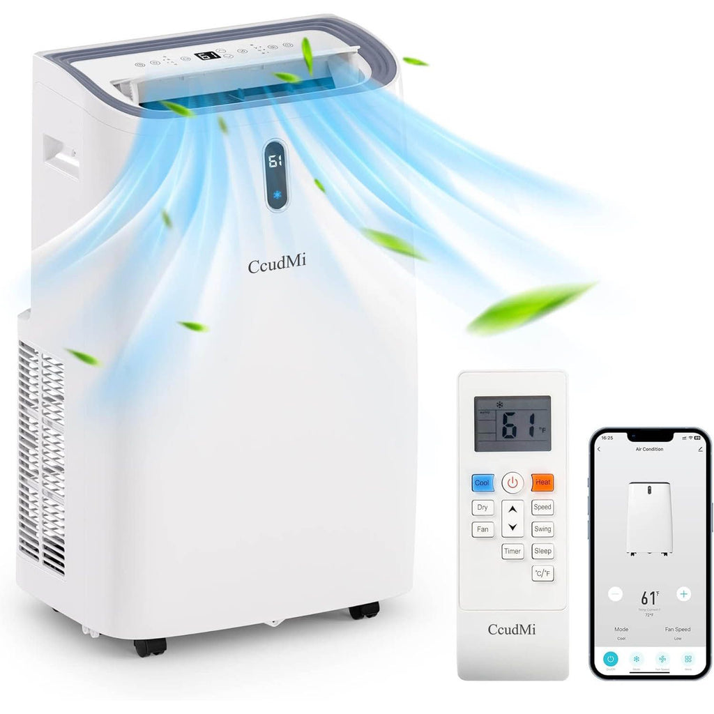 14,000 BTU Wi-Fi Portable Air Conditioner, 4-in-1 AC with Cooling, Heating, Dehumidifier and Fan, for Rooms up to 700 Sq. Ft., White