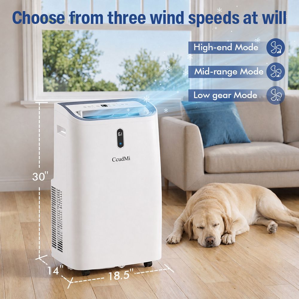 14,000 BTU Wi-Fi Portable Air Conditioner, 4-in-1 AC with Cooling, Heating, Dehumidifier and Fan, for Rooms up to 700 Sq. Ft., White
