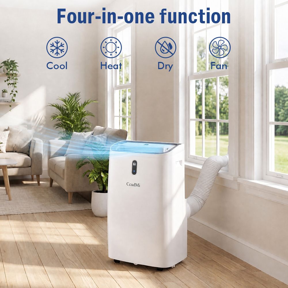 14,000 BTU Wi-Fi Portable Air Conditioner, 4-in-1 AC with Cooling, Heating, Dehumidifier and Fan, for Rooms up to 700 Sq. Ft., White