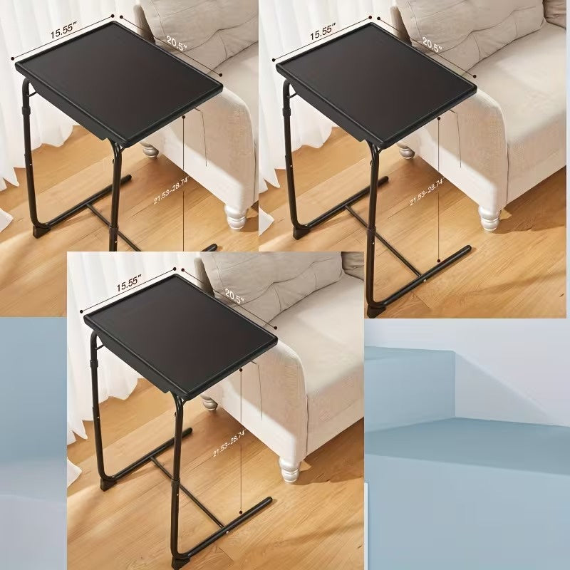 Adjustable Folding TV Tray Table, Portable Foldable Dinner Table with 6 Height Settings and 3 Tilt Angles, Multi Position Laptop and Eating Table for Living Room and Dining