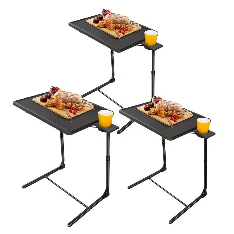 Adjustable Folding TV Tray Table, Portable Foldable Dinner Table with 6 Height Settings and 3 Tilt Angles, Multi Position Laptop and Eating Table for Living Room and Dining