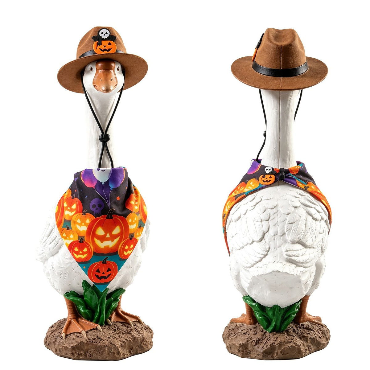 Halloween Porch Goose Costume, 4 Styles Decor Outfit with Adjustable Straps, Polyester Statue Clothes for 23 Inch Porch Goose Outdoor Decor