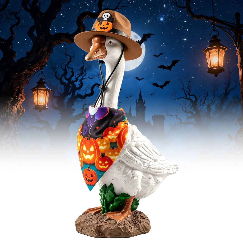 Halloween Porch Goose Costume, 4 Styles Decor Outfit with Adjustable Straps, Polyester Statue Clothes for 23 Inch Porch Goose Outdoor Decor