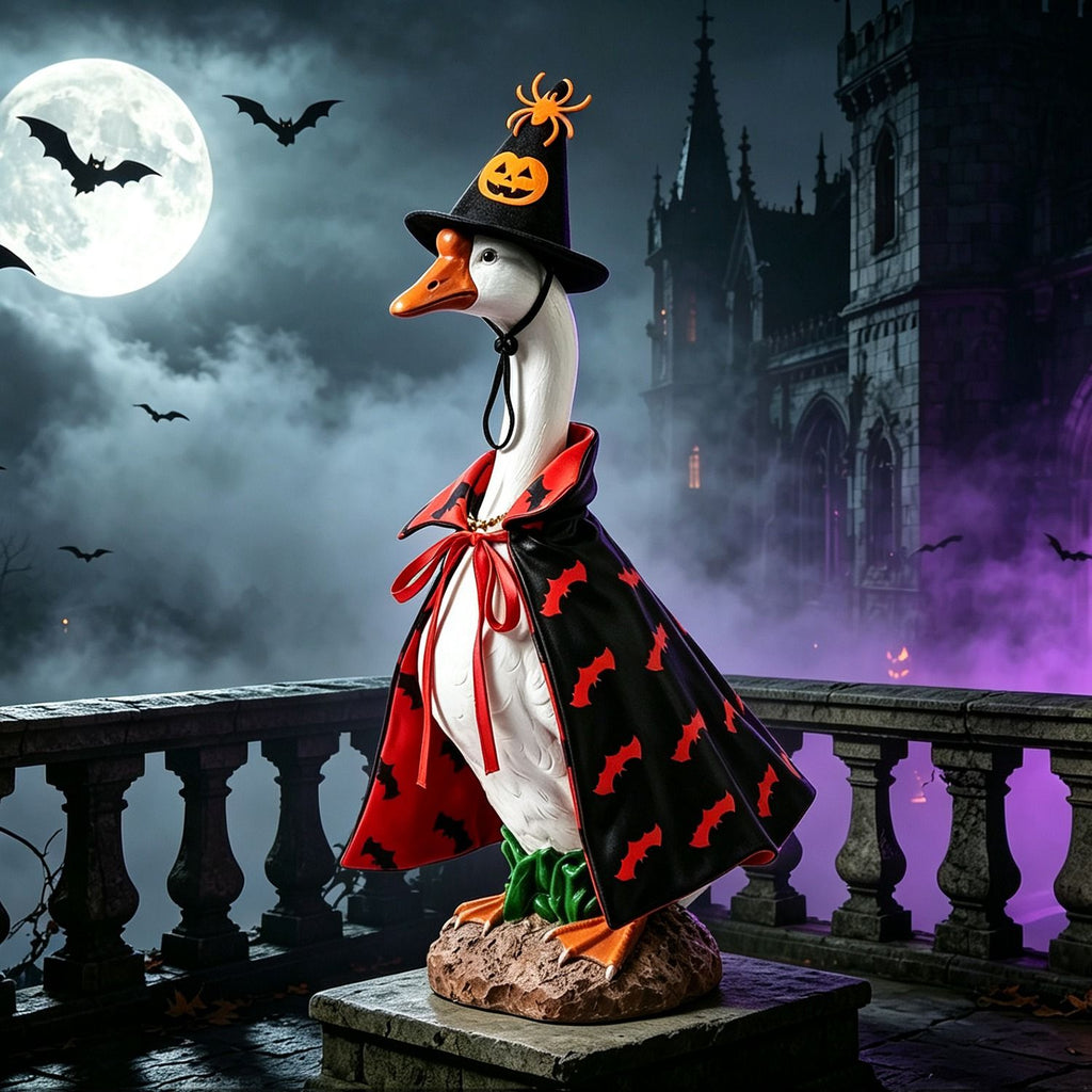 Halloween Porch Goose Costume, 4 Styles Decor Outfit with Adjustable Straps, Polyester Statue Clothes for 23 Inch Porch Goose Outdoor Decor