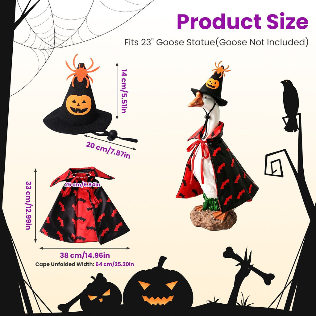 Halloween Porch Goose Costume, 4 Styles Decor Outfit with Adjustable Straps, Polyester Statue Clothes for 23 Inch Porch Goose Outdoor Decor