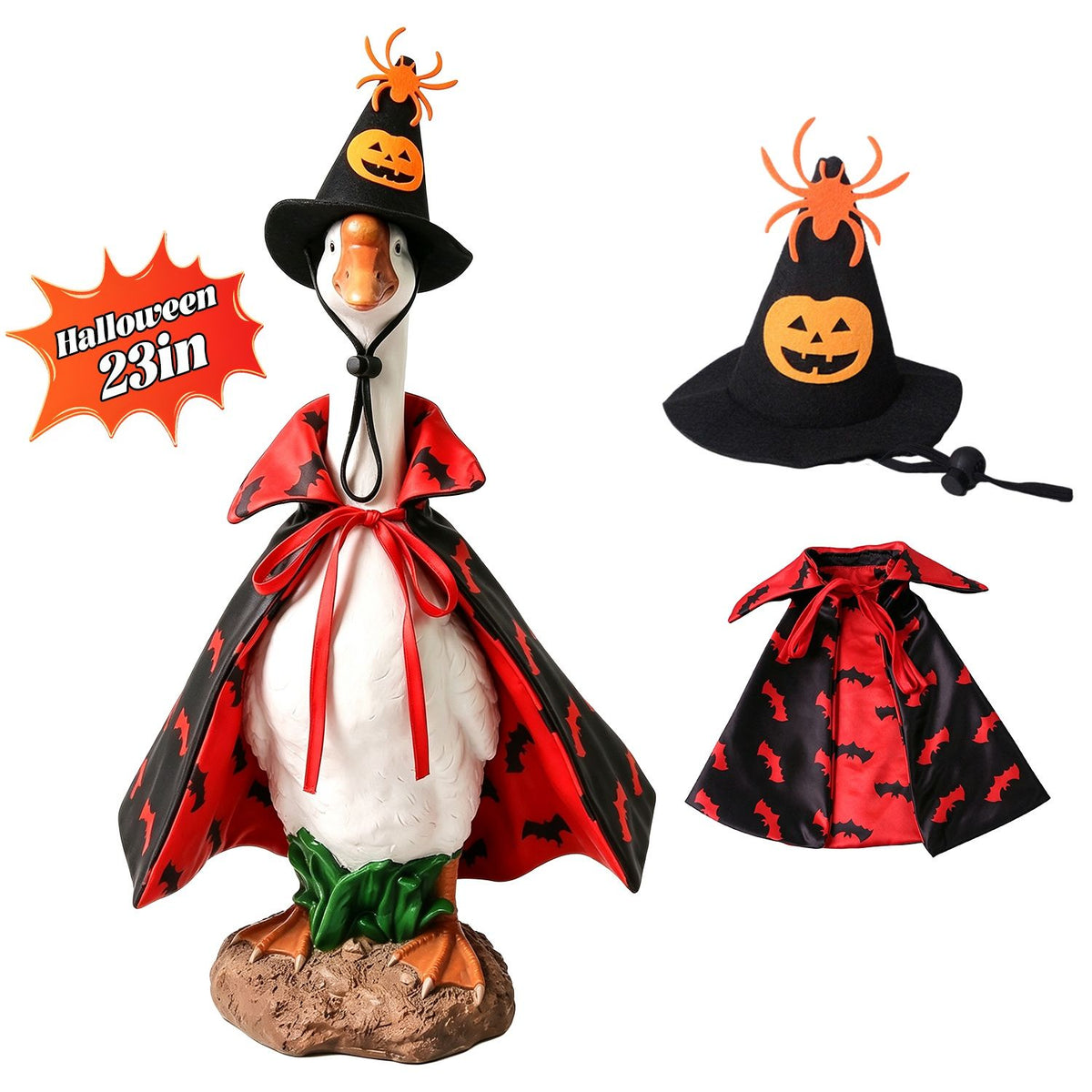 Halloween Porch Goose Costume, 4 Styles Decor Outfit with Adjustable Straps, Polyester Statue Clothes for 23 Inch Porch Goose Outdoor Decor