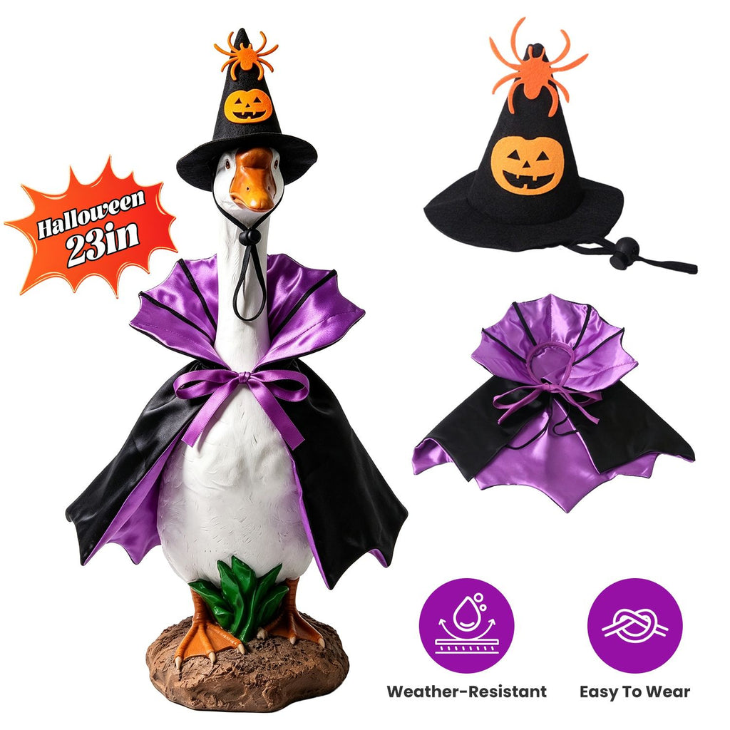 Halloween Porch Goose Costume, 4 Styles Decor Outfit with Adjustable Straps, Polyester Statue Clothes for 23 Inch Porch Goose Outdoor Decor
