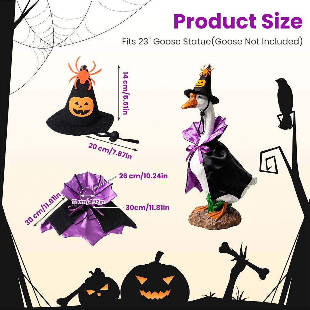 Halloween Porch Goose Costume, 4 Styles Decor Outfit with Adjustable Straps, Polyester Statue Clothes for 23 Inch Porch Goose Outdoor Decor