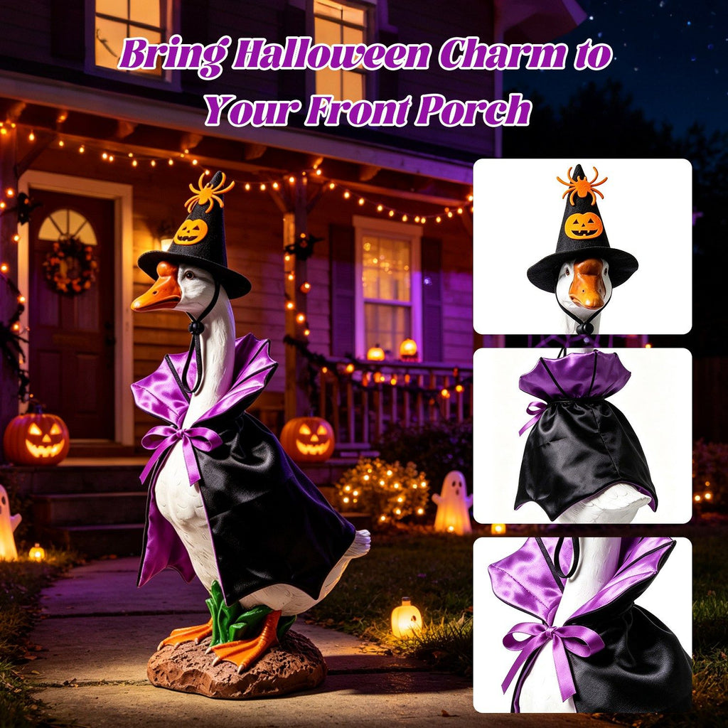 Halloween Porch Goose Costume, 4 Styles Decor Outfit with Adjustable Straps, Polyester Statue Clothes for 23 Inch Porch Goose Outdoor Decor