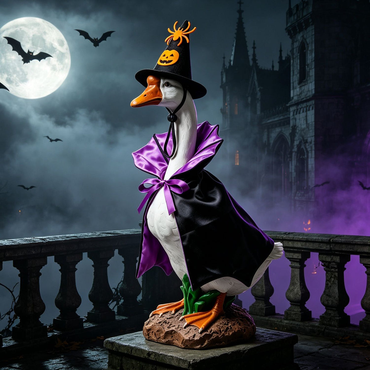 Halloween Porch Goose Costume, 4 Styles Decor Outfit with Adjustable Straps, Polyester Statue Clothes for 23 Inch Porch Goose Outdoor Decor